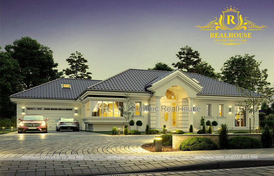 Biệt thự nằm ngang 1 tầng đẹp