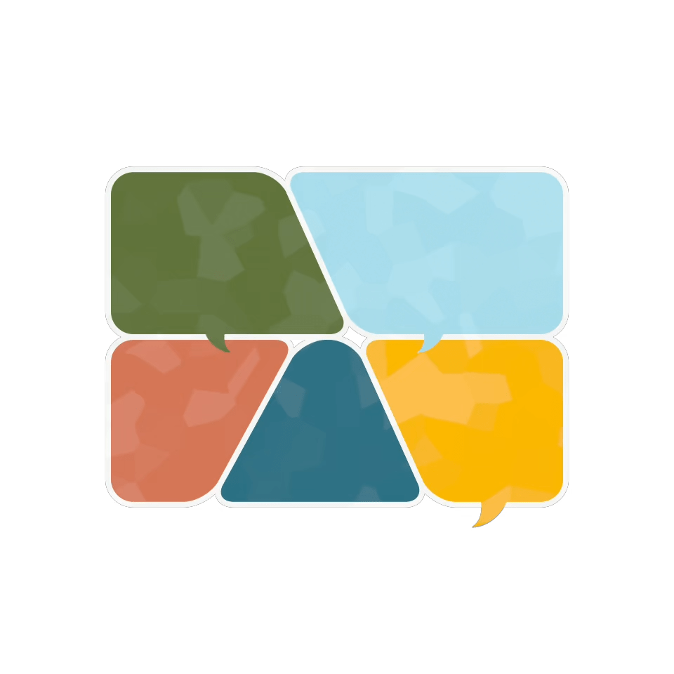 illustration of floating chat bubbles in various colors