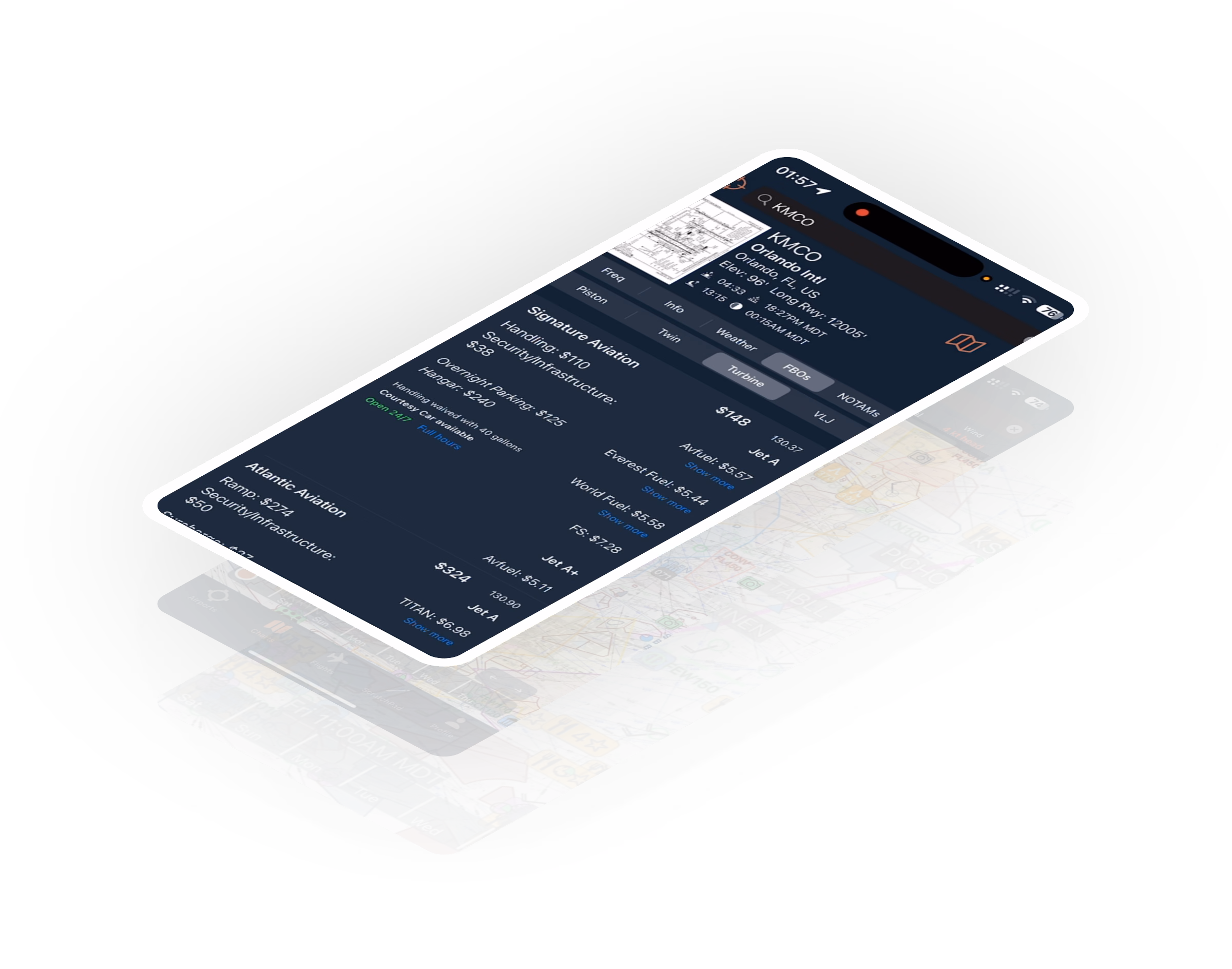 A map of a city is displayed on a smartphone.