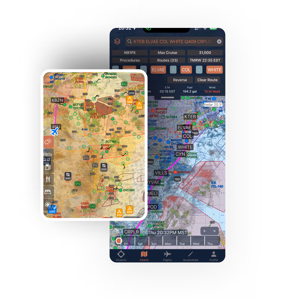 A cell phone with a map of the area.