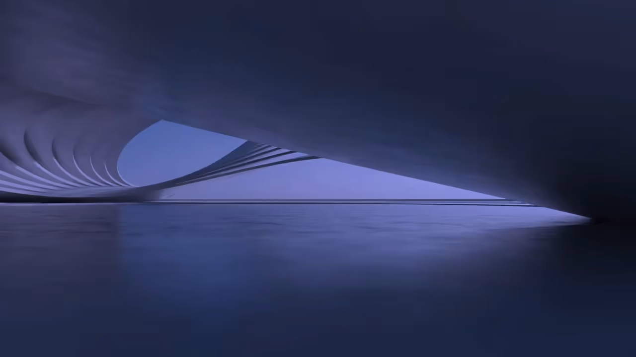 A view of a building from the water.