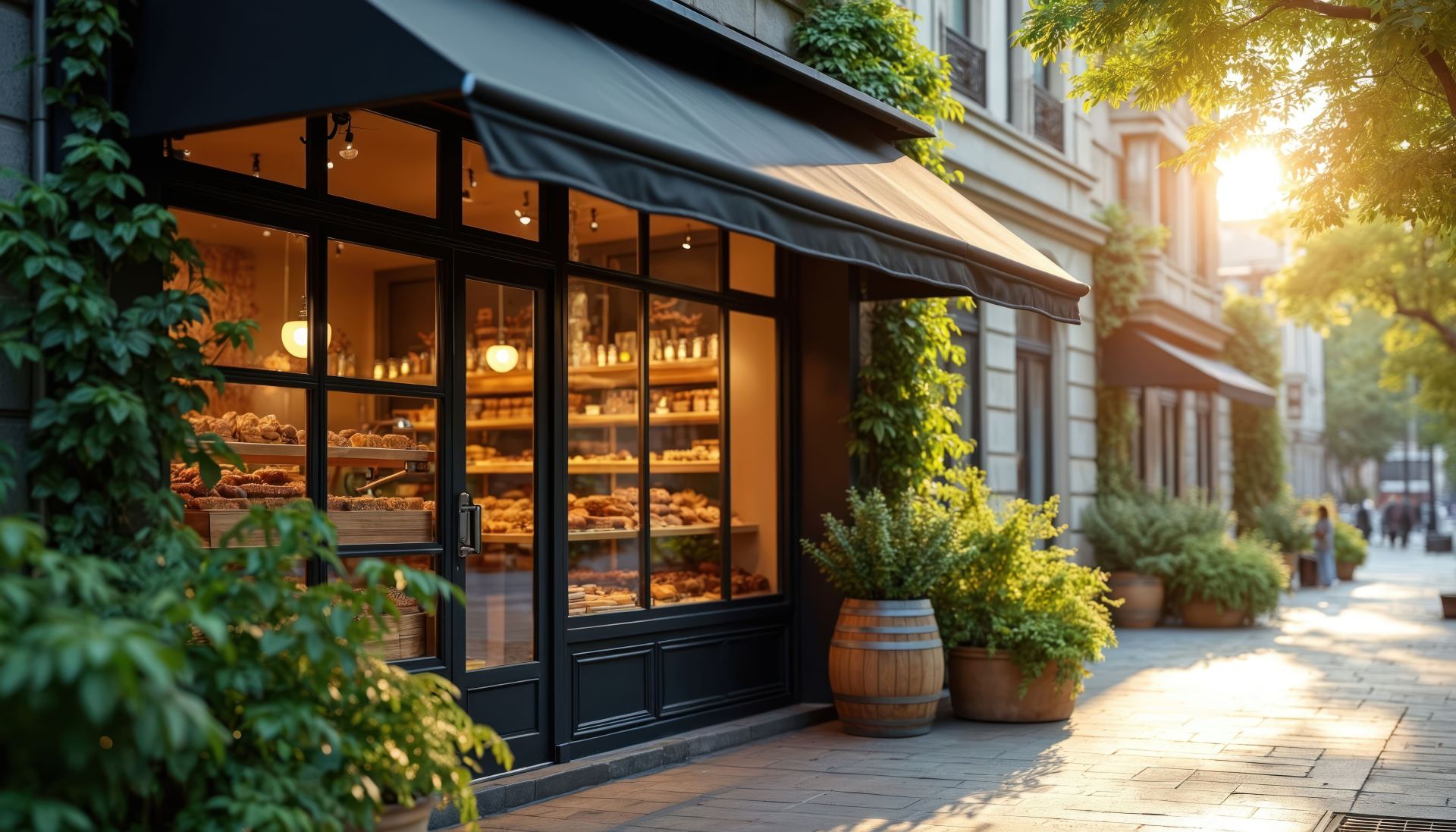 Rue commerçante à Paris : boutiques et locaux commerciaux en pied d'immeuble