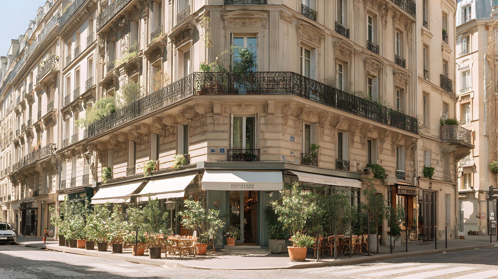 Local commercial d'angle en pied d'immeuble haussmannien à Paris, disponible à la location