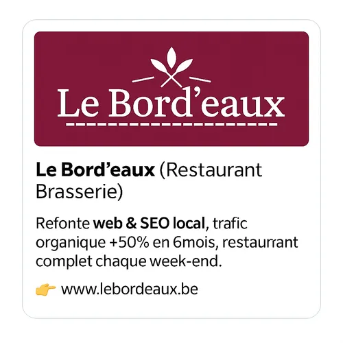 Mockup du site web Le Bord'eaux, restaurant brasserie, conçu par Takumi Creations