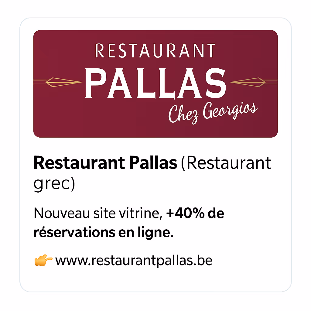 Mockup du site web Restaurant Pallas, restaurant grec, conçu par Takumi Creations