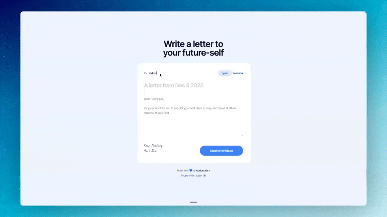 gif of futureme demo