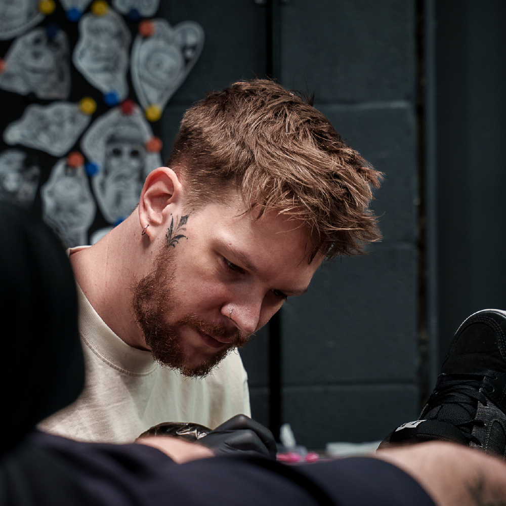 Callum Forster, tattoo artist at Tenko Tattoo studio in Preston