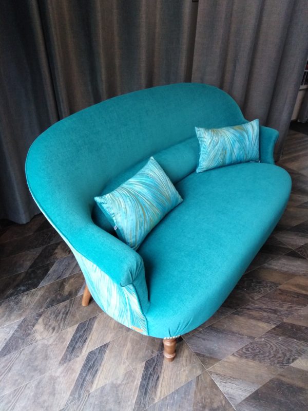 Canapé crapaud bleu canard