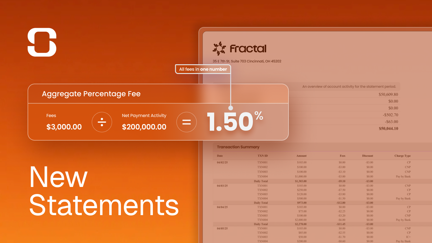 Financial statement highlighting aggregate fee percentage