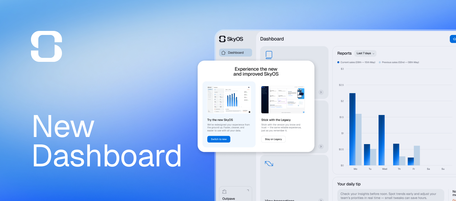 Laptop displaying new dashboard interface