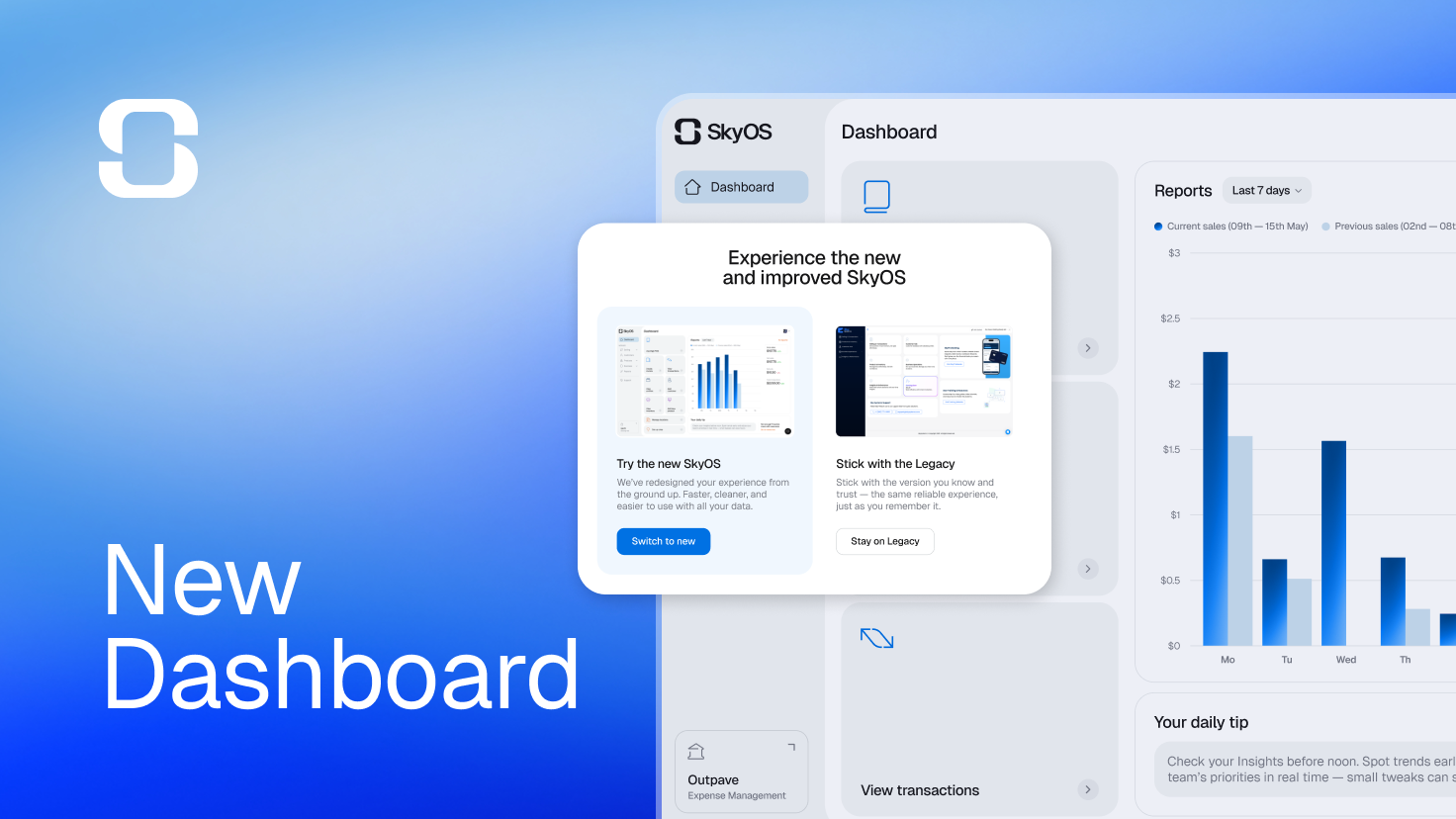 Laptop displaying new dashboard interface