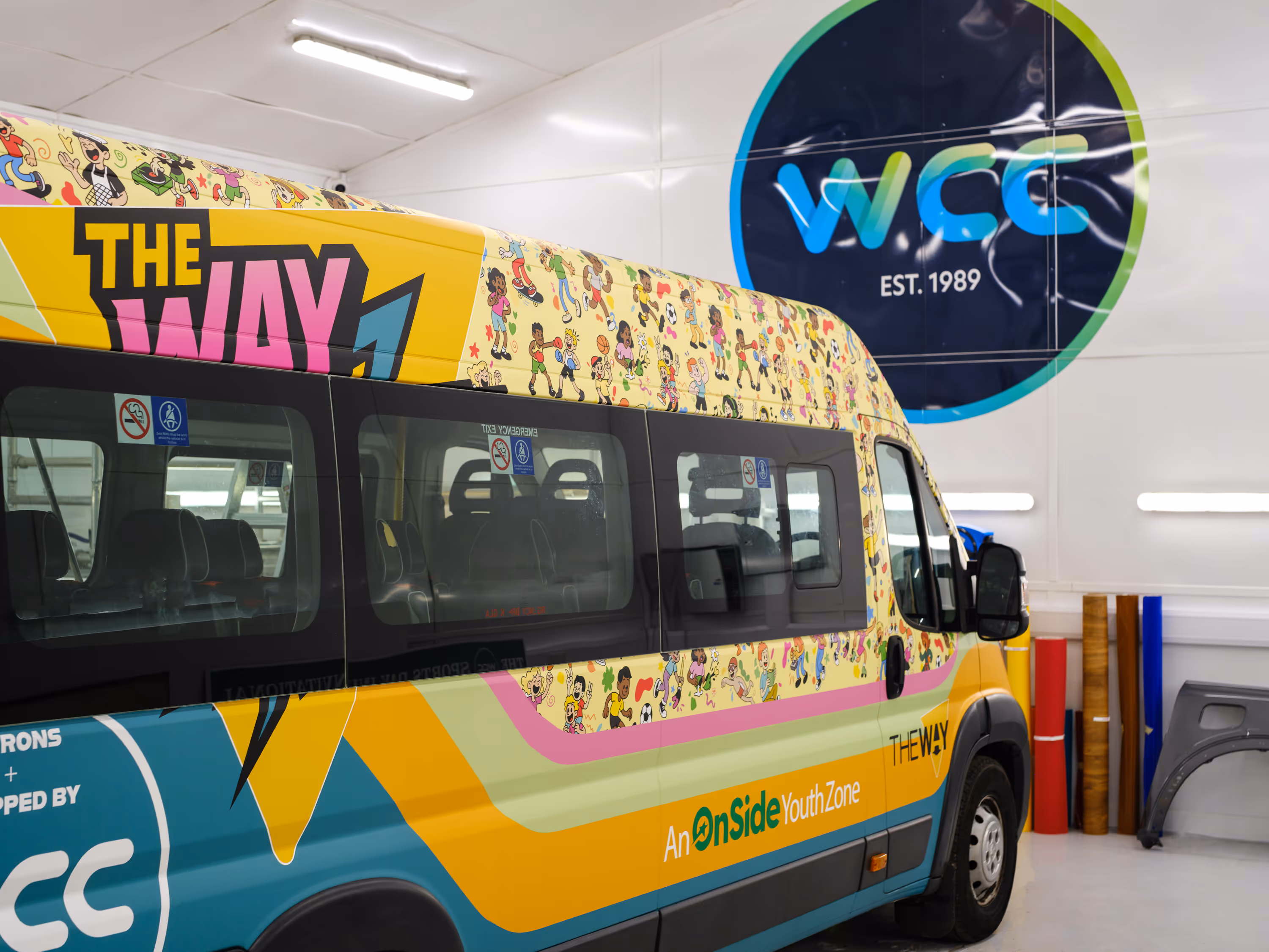 The Way Youth Centre van being wrapped in the WCC graphics shop.