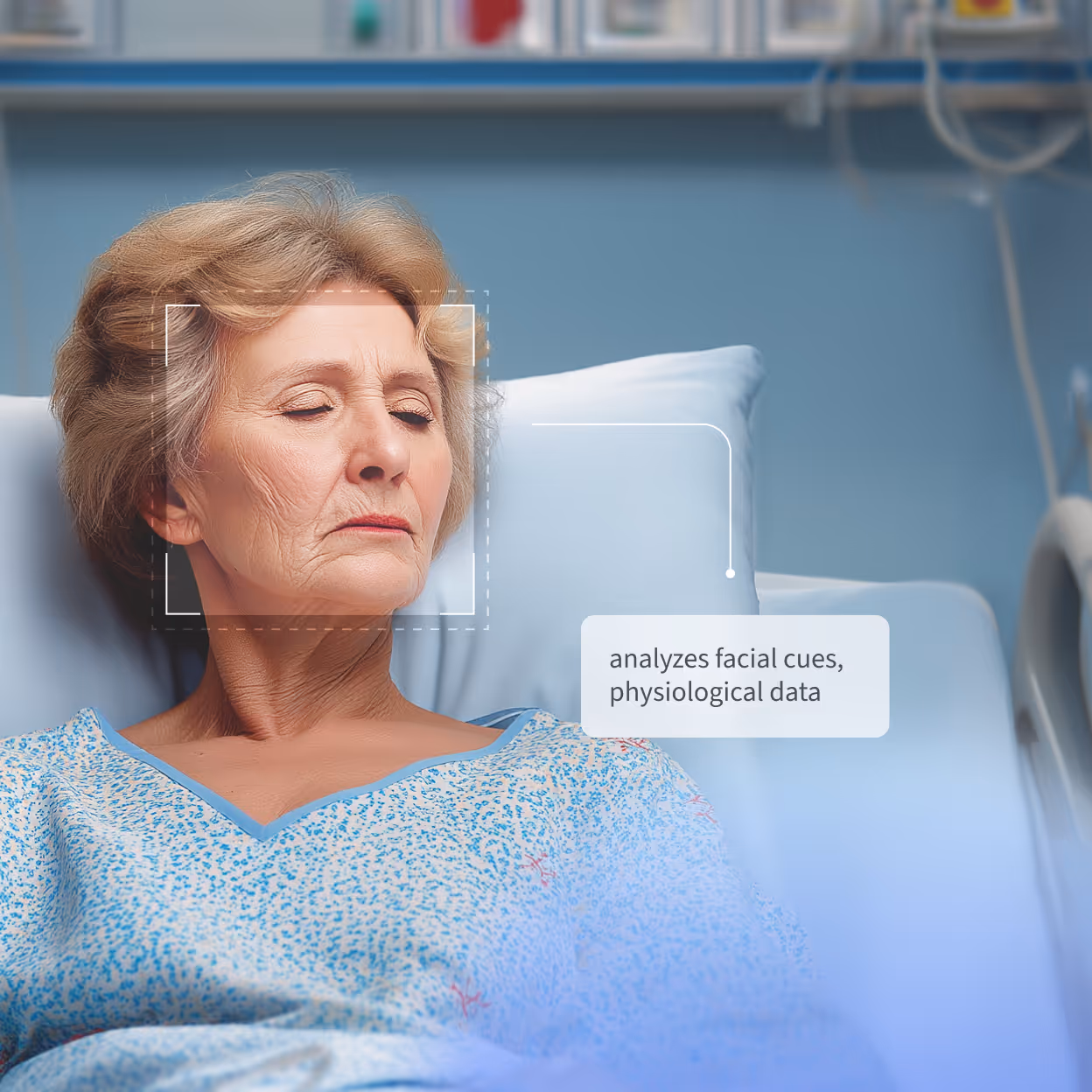 A woman laying in a hospital bed with her eyes closed.