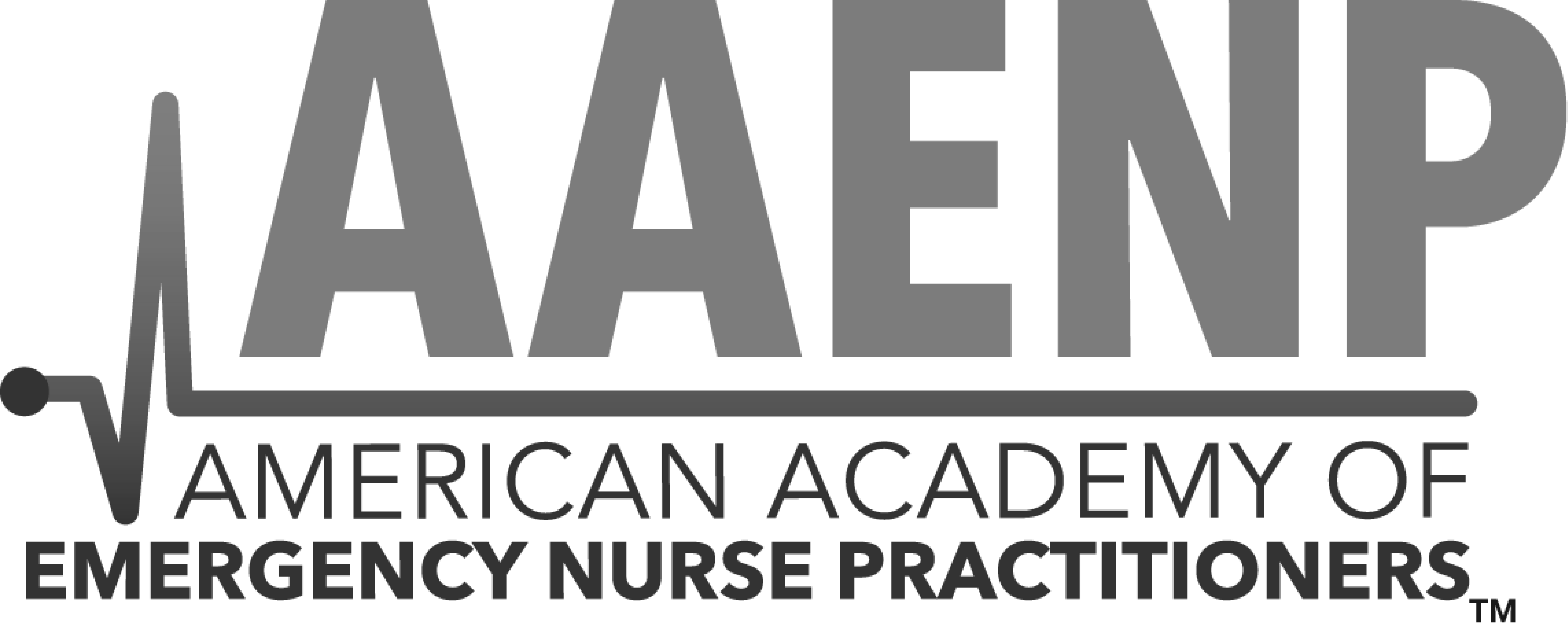 AAENP American Academy of Emergency Nurse Practitioners logo with heartbeat line graphic.