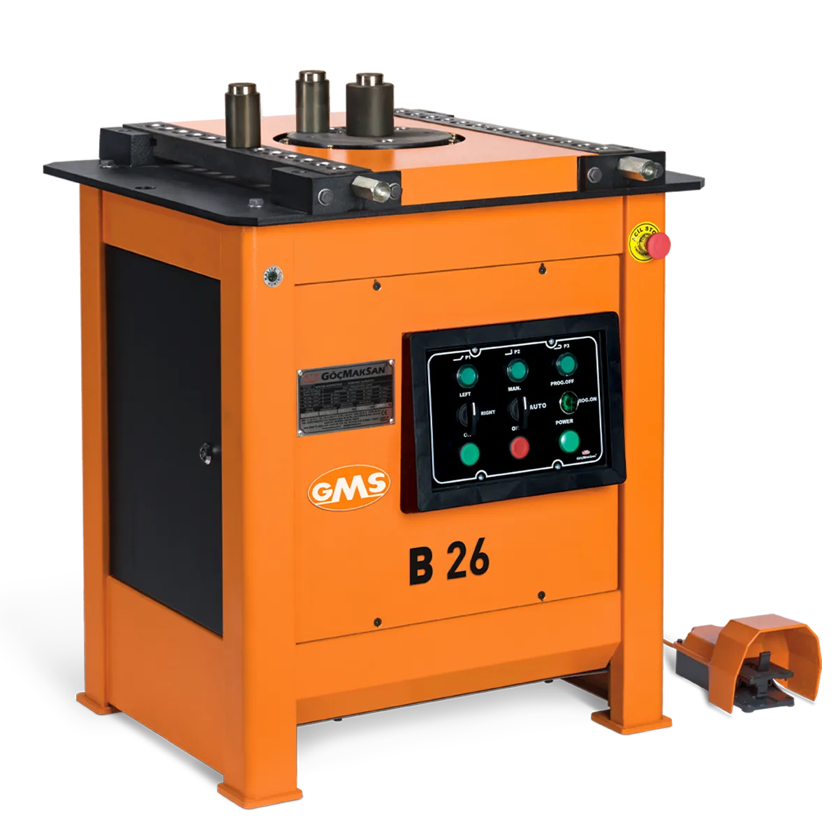 Front view of B 26 GMS Göçmaksan rebar bending machine
