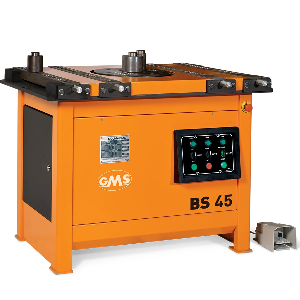 GMS BS45 rebar bending machine, ideal for mid-sized construction sites with capacity up to 45 mm rebar.