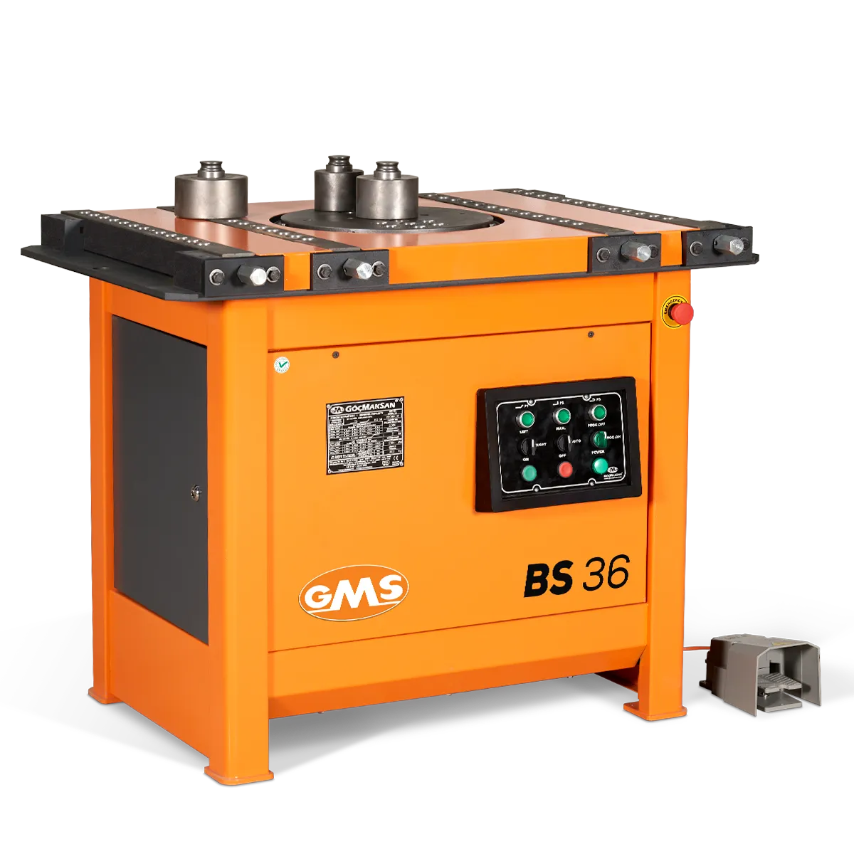 GMS BS36 rebar bending machine with a compact body, providing high-performance bending for 36 mm rebar.