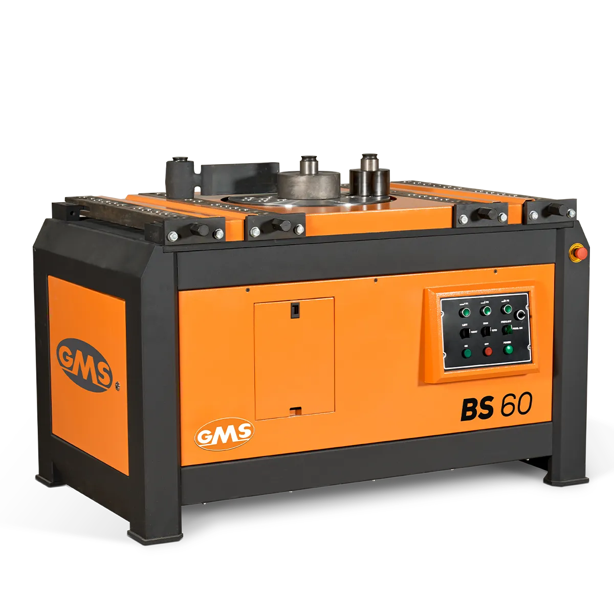GMS BS60 rebar bending machine, one of GMS’s most powerful models, offers precise bending up to 60 mm rebar.