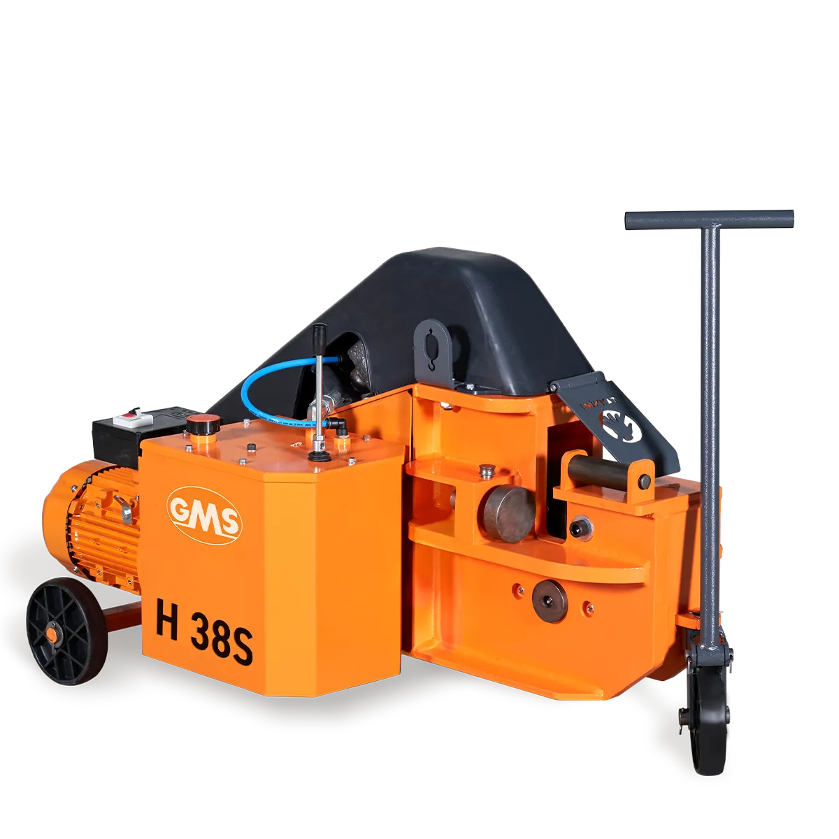GMS Göçmaksan H38S hidrolik kesme makinası, kesim anı; ayarlanabilir bıçak desteği detaylı