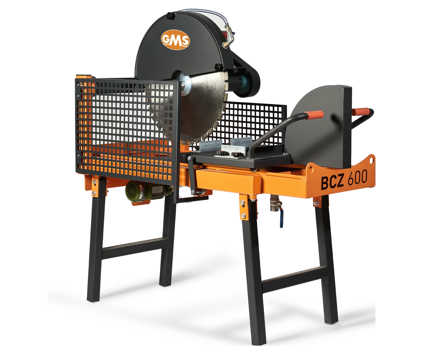 GMS BCZ 600 tuğla kesme makinası, sulu ve susuz modda çalışan taşınabilir tuğla kesim cihazı.