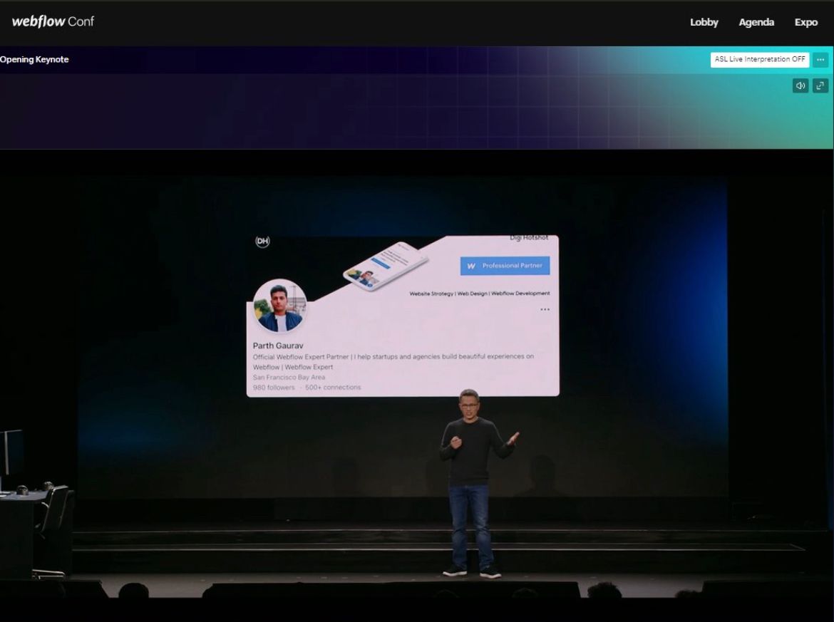 Parth Gaurav FEATURED IN WEBFLOW CONFERENCE