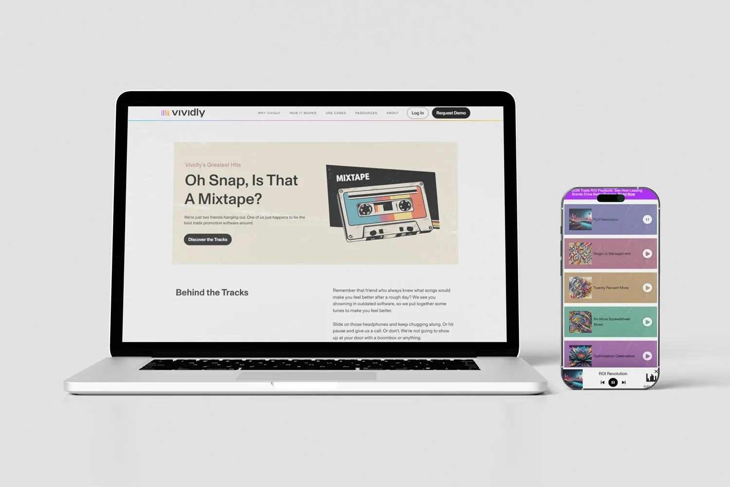 Vividly Mixtape landing page webflow website mockup