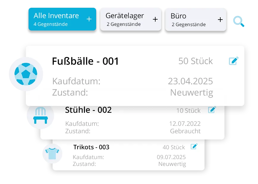 Übersicht der Inventarverwaltung