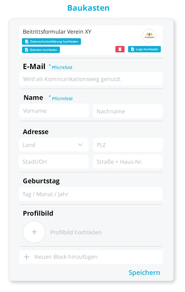 Baukasten für das Neumitgliederformular