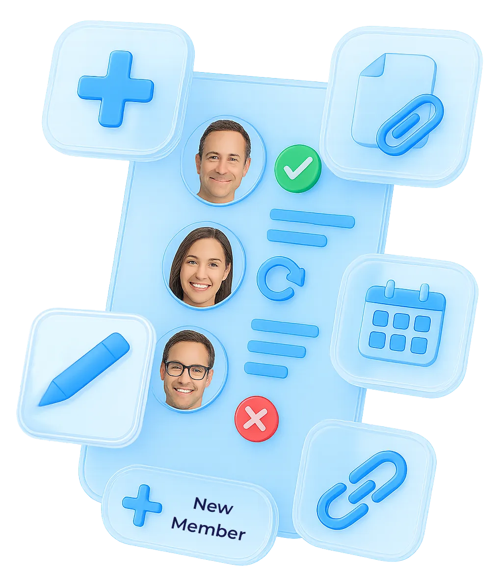 Overview of membership form in Vereinsplaner