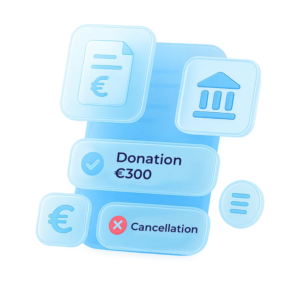 Overview of invoicing & donation in Vereinsplaner