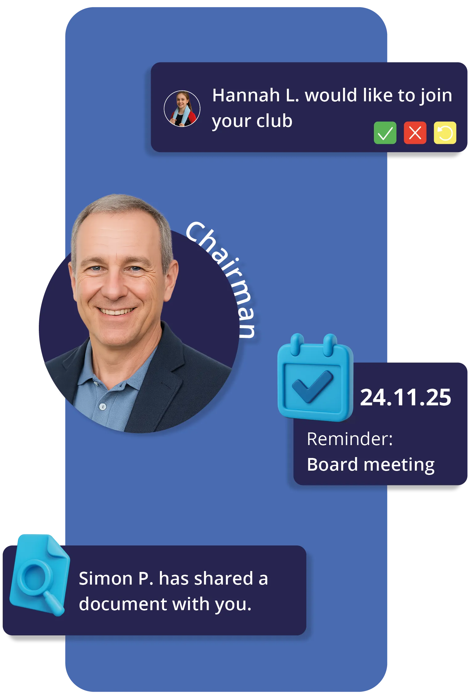 Vereinsplaner overview for chairmen