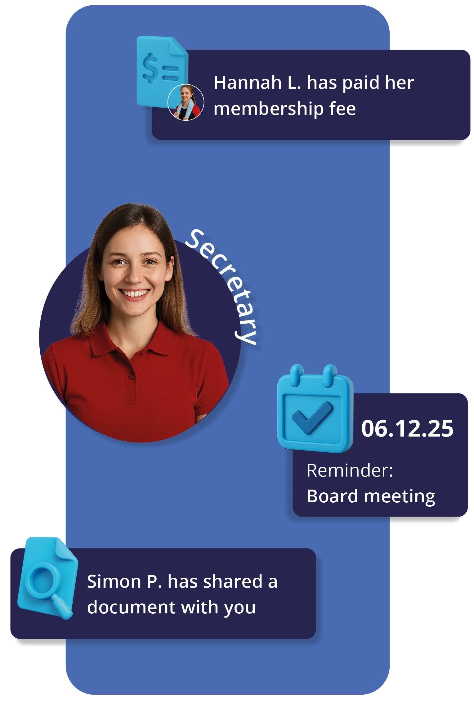 Vereinsplaner overview for secretaries