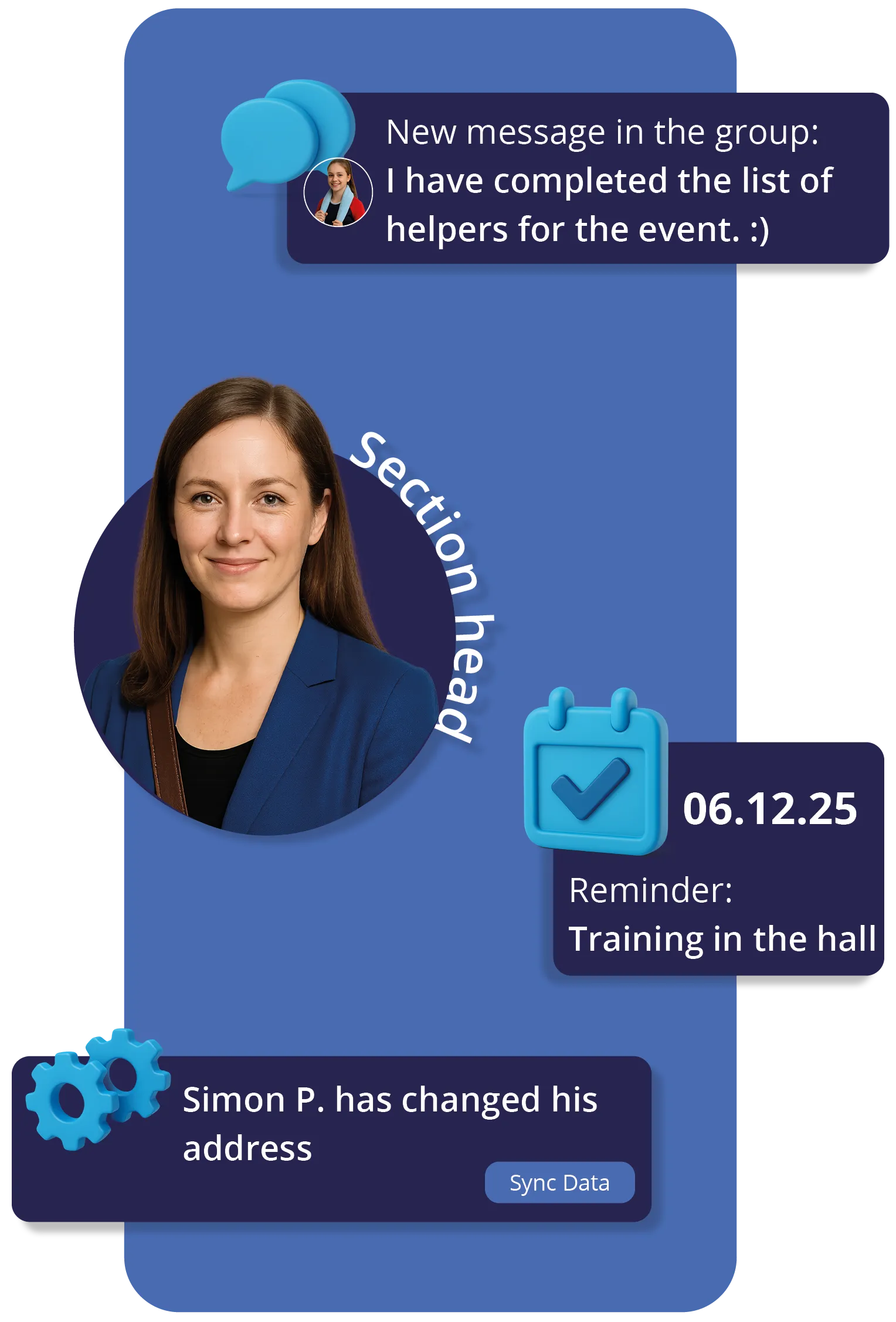 Vereinsplaner overview for section heads