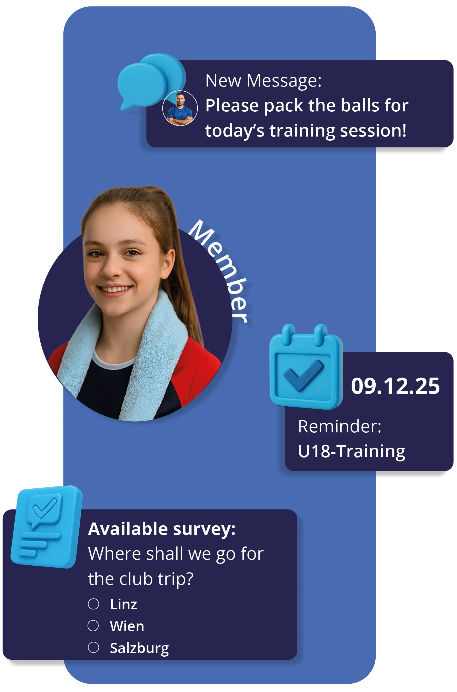 Vereinsplaner overview for members 