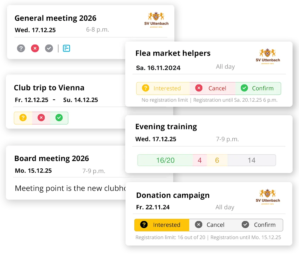 Dates and news overview