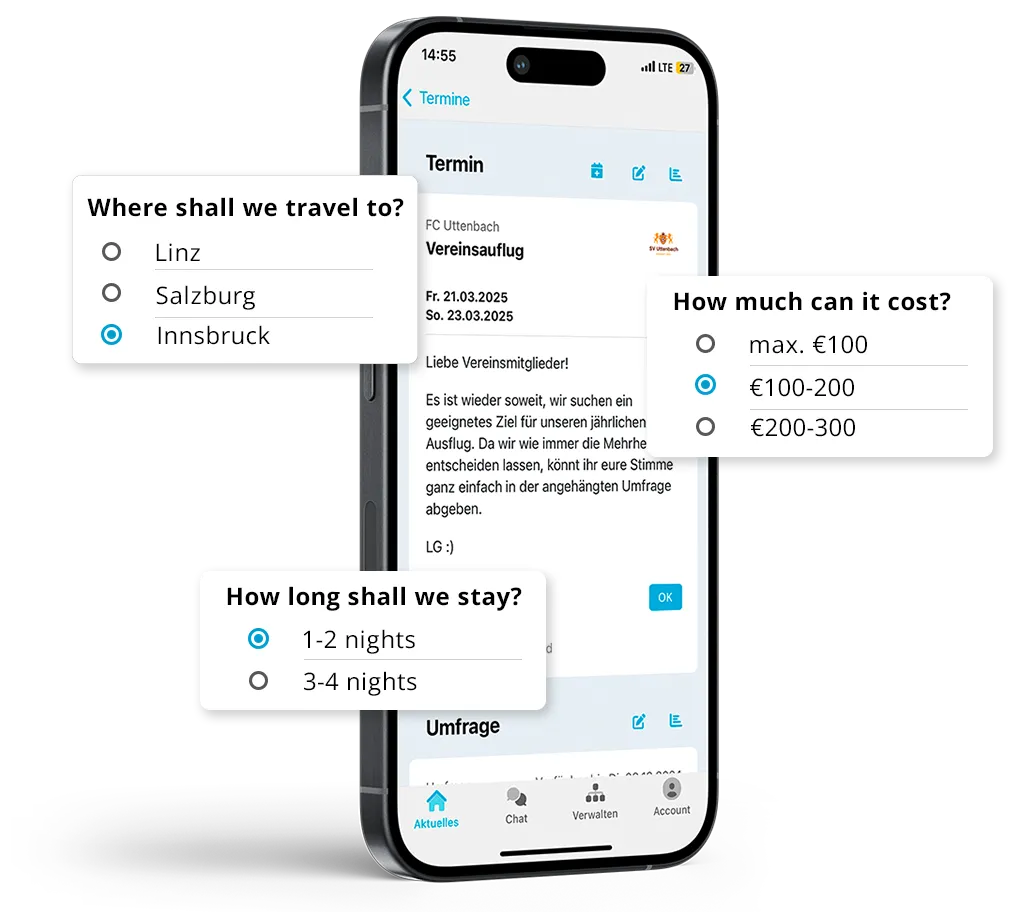 Survey in the mobile app