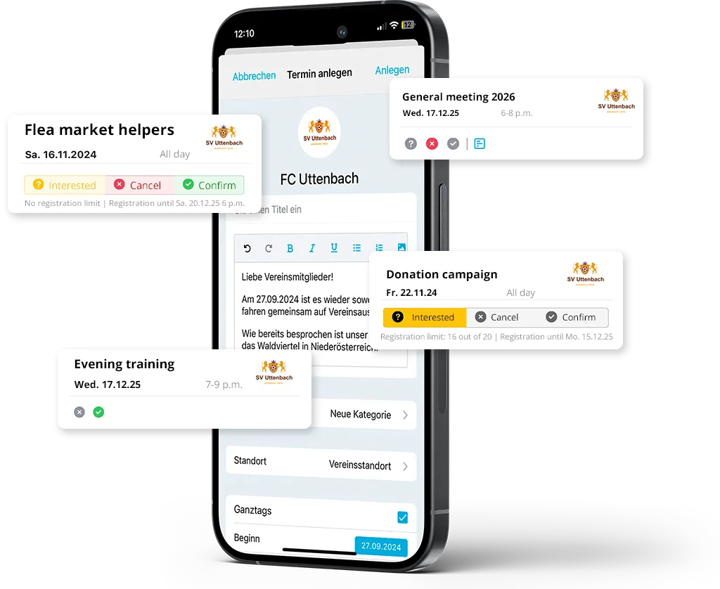 Dates in the mobile app