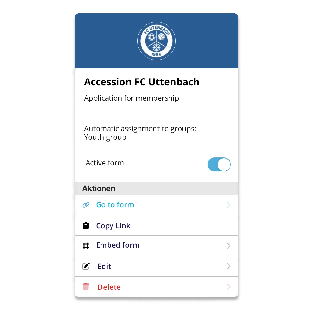 Overview of membership form
