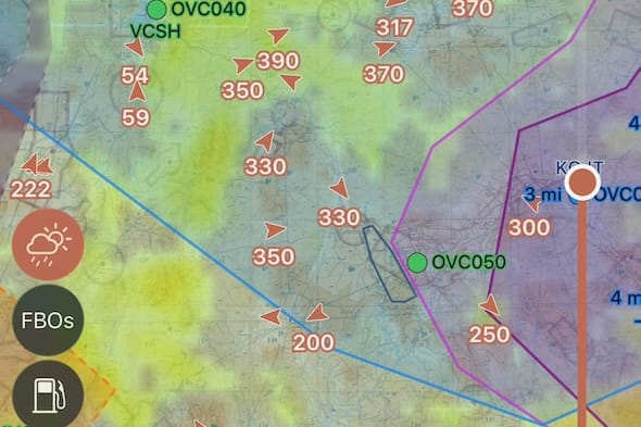 weather forecast map with icing data