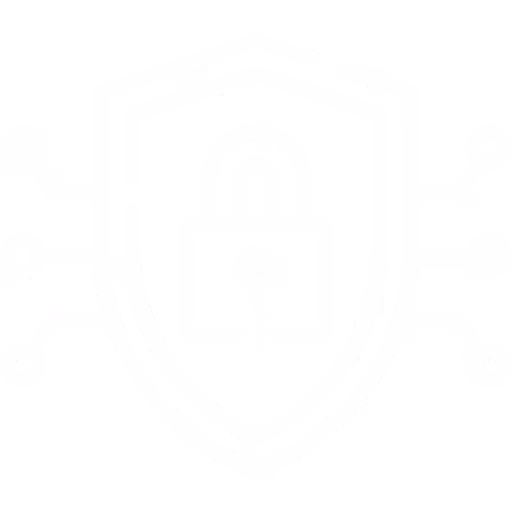 White padlock inside shield with circuit lines symbolizing cybersecurity protection.