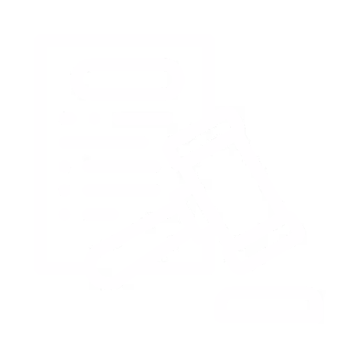 White icon of a gavel resting on a legal document with lines of text.