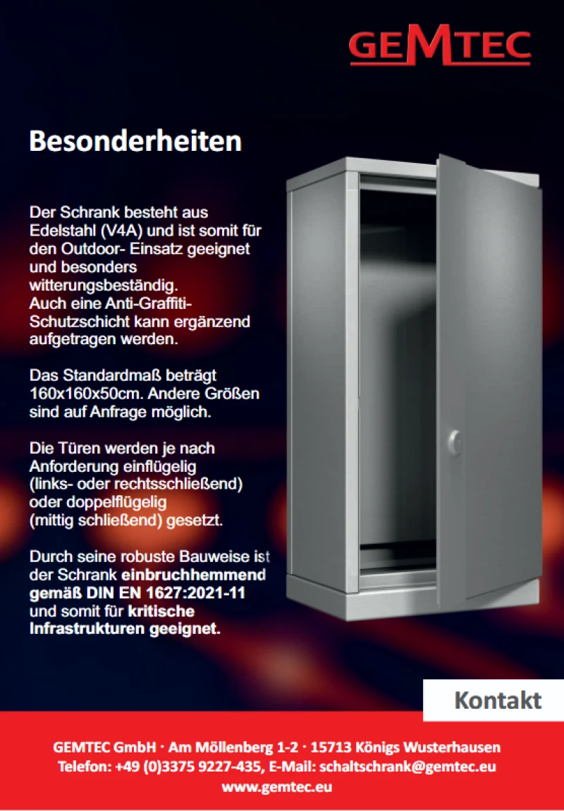 einbruchhemmende Schaltschränke der Widerstandsklasse RC4