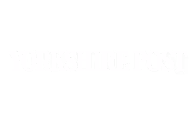 Yorkshire Post logo in white text on black background.