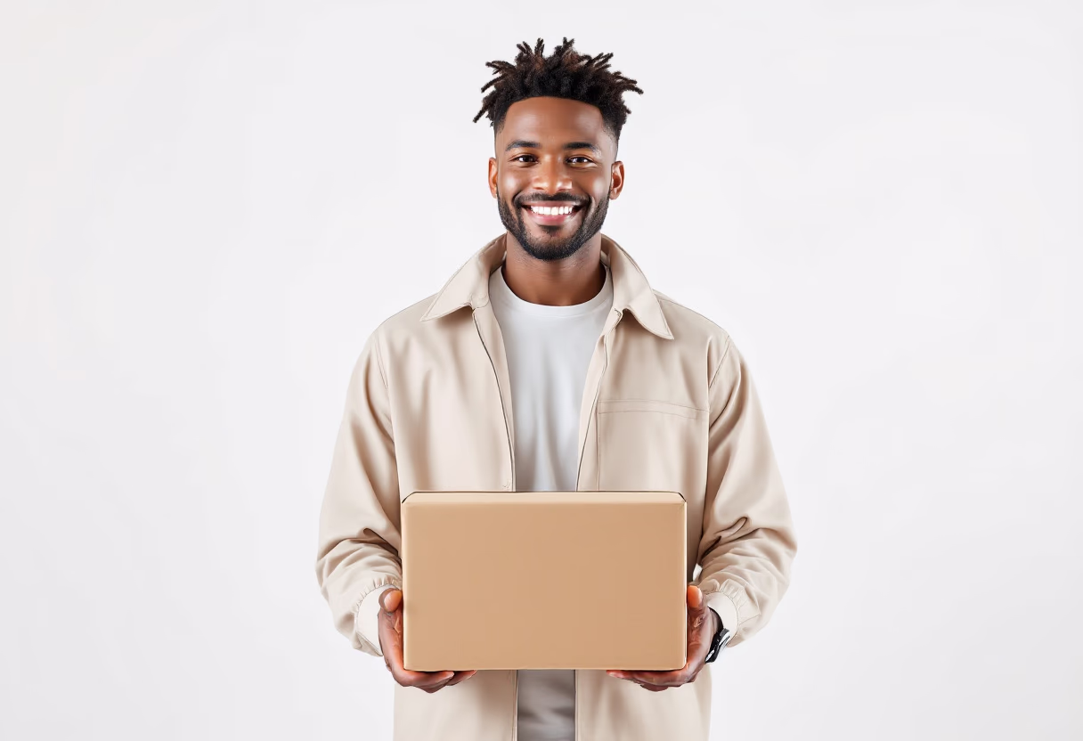 image of a courier handing a package