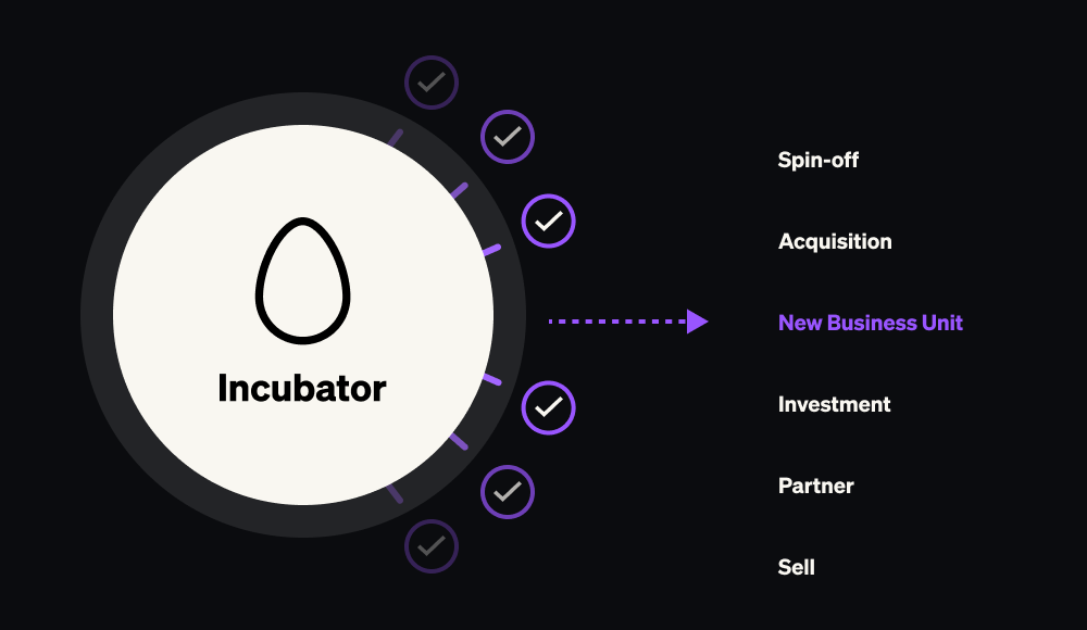 Incubator resource planning framework highlighting strategic outcomes for corporate innovation leaders.