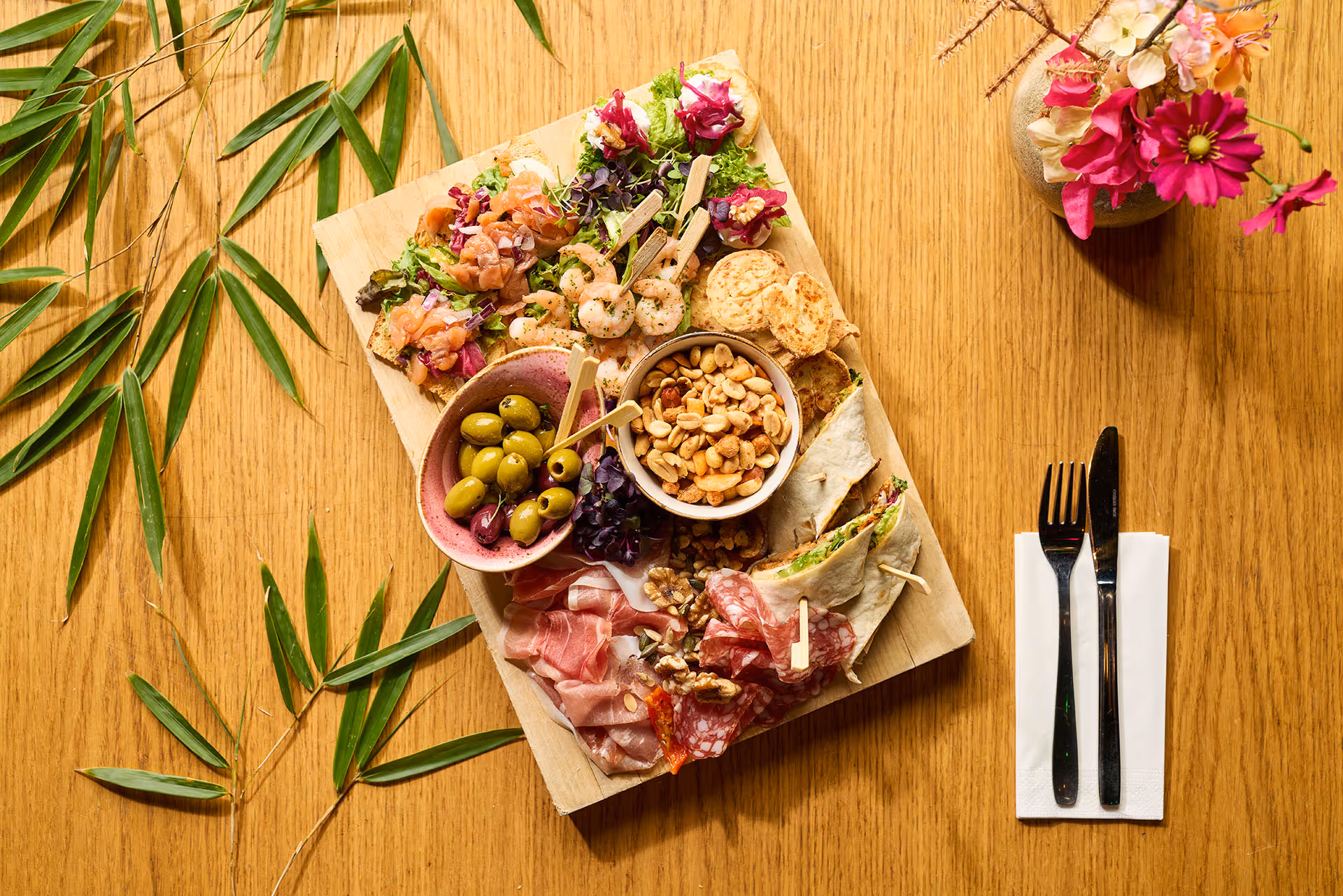 Borrelplank, culinair arrangement teamdag
