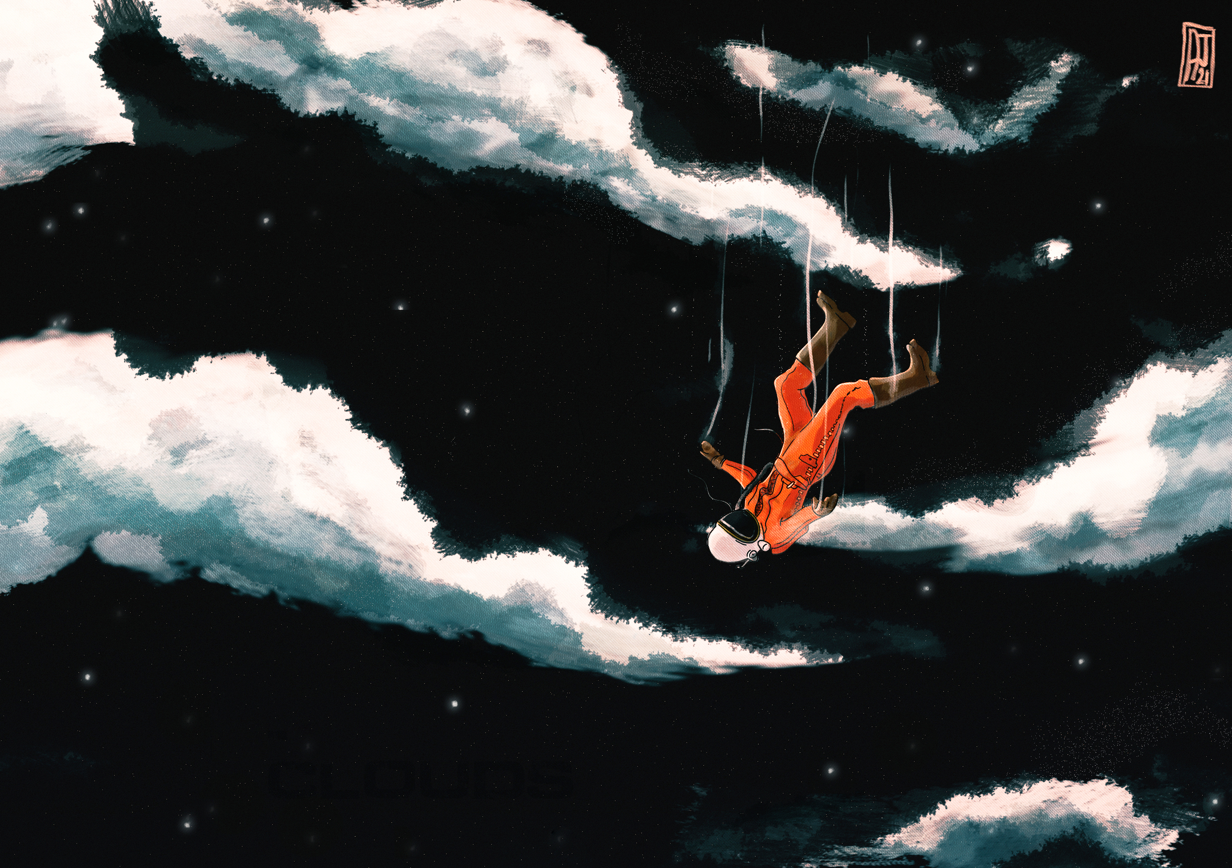falling through clouds-illustration by, Dubai - motion designer_a Austin