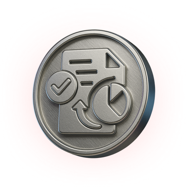 Metallic coin with a shield and document, symbolizing enterprise-grade security, compliance, and data protection in payment systems