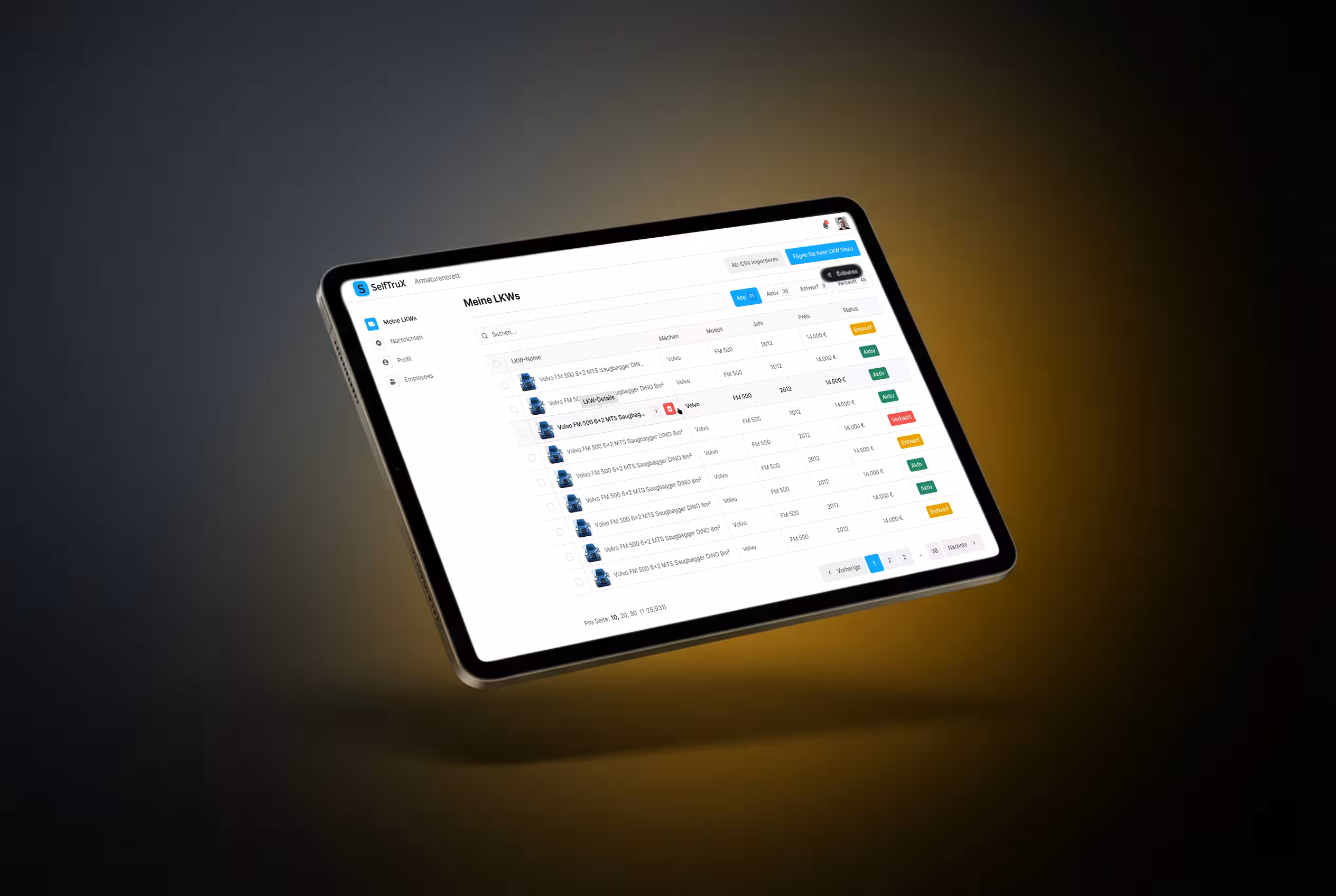 Marktplatz für Handel und Leasing von LKWs — Project Detail 2