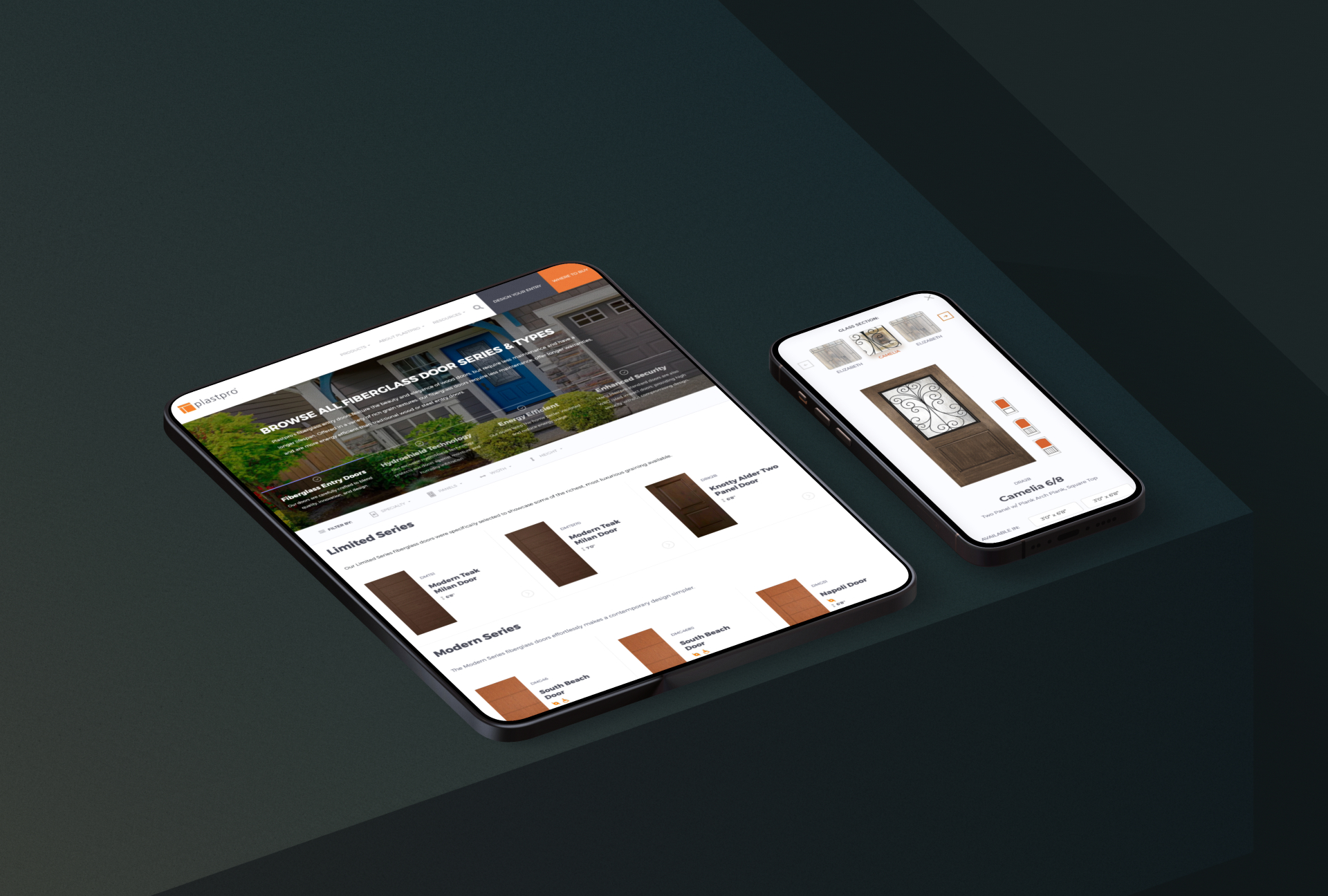 Website für amerikanischen Marktführer im Bereich Glasfasertüren — Axisbits Portfolio